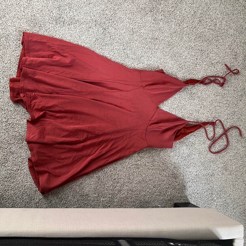 red strapping dress mini